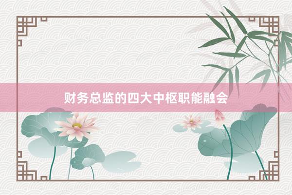 财务总监的四大中枢职能融会